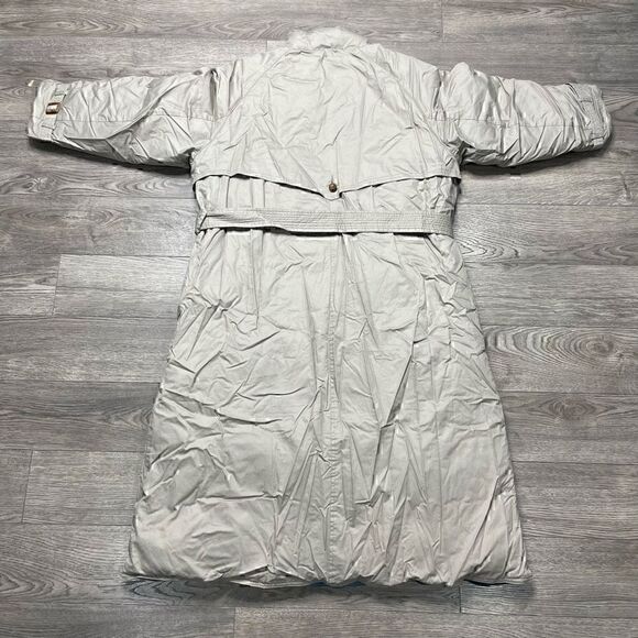 Eddie Bauer Goose Down Winter Jacket Trenchcoat Womens Medium Petite Reversible - Picture 4 of 16